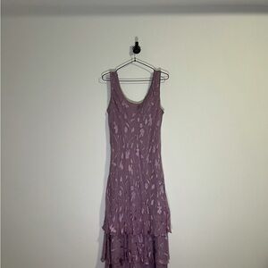 vintage lilac purple floral beaded dress